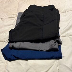 Amazon Womens Leggings Stack - Black, Gray & Blue